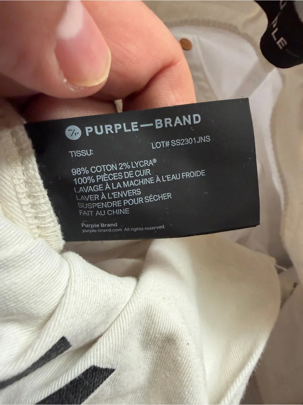 Purple Brand P001 White Distressed Patchwork Jeans Mens Size 34 Plaid Underlay